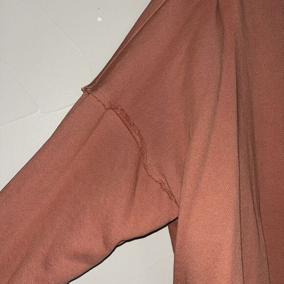 Aerie Twist Open Back Relaxed Fit Semi Cropped Sweatshirt,‎ SZ S Burnt Orange - Picture 2 of 11